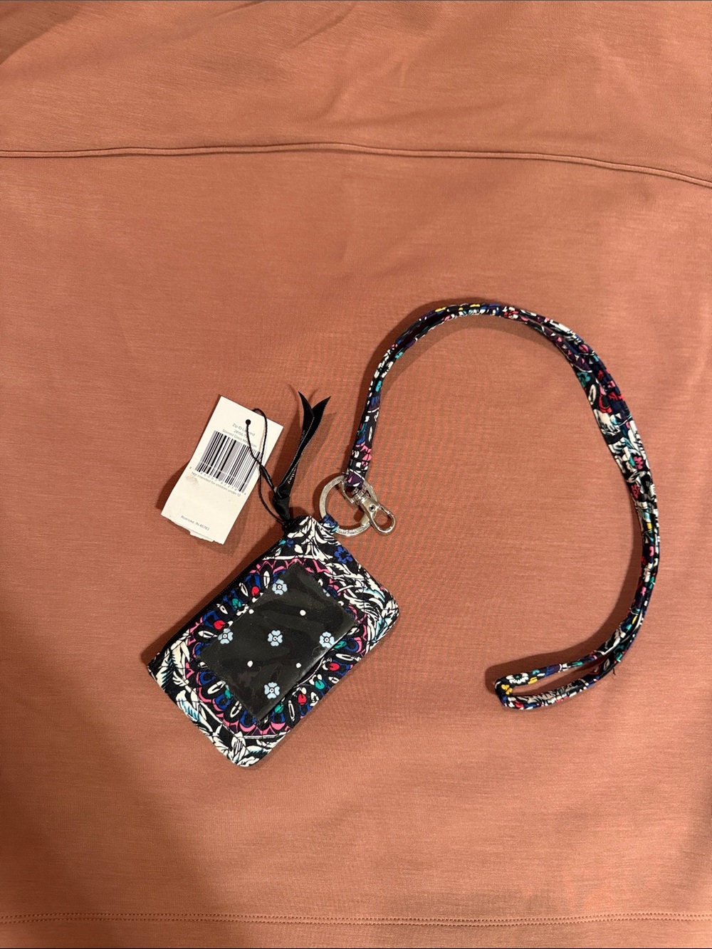 Vera Bradley Black Floral Lanyard Card Holder